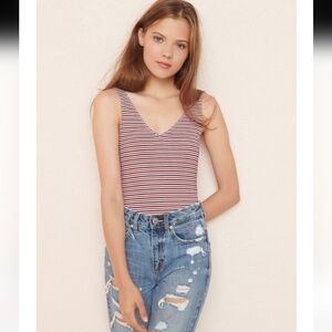 Garage Women's Multi-color Striped V-Neck Body Suit Size XS